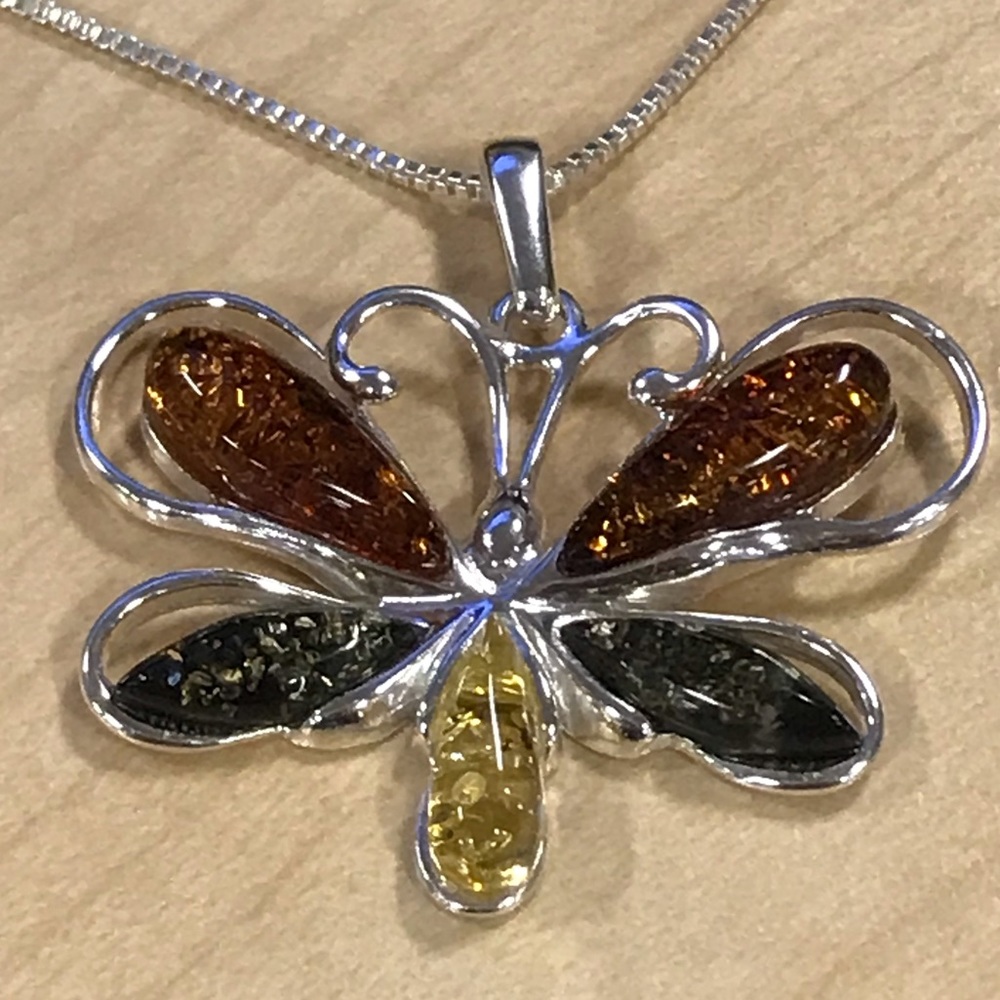 Royal Baltic Amber butterfly necklace